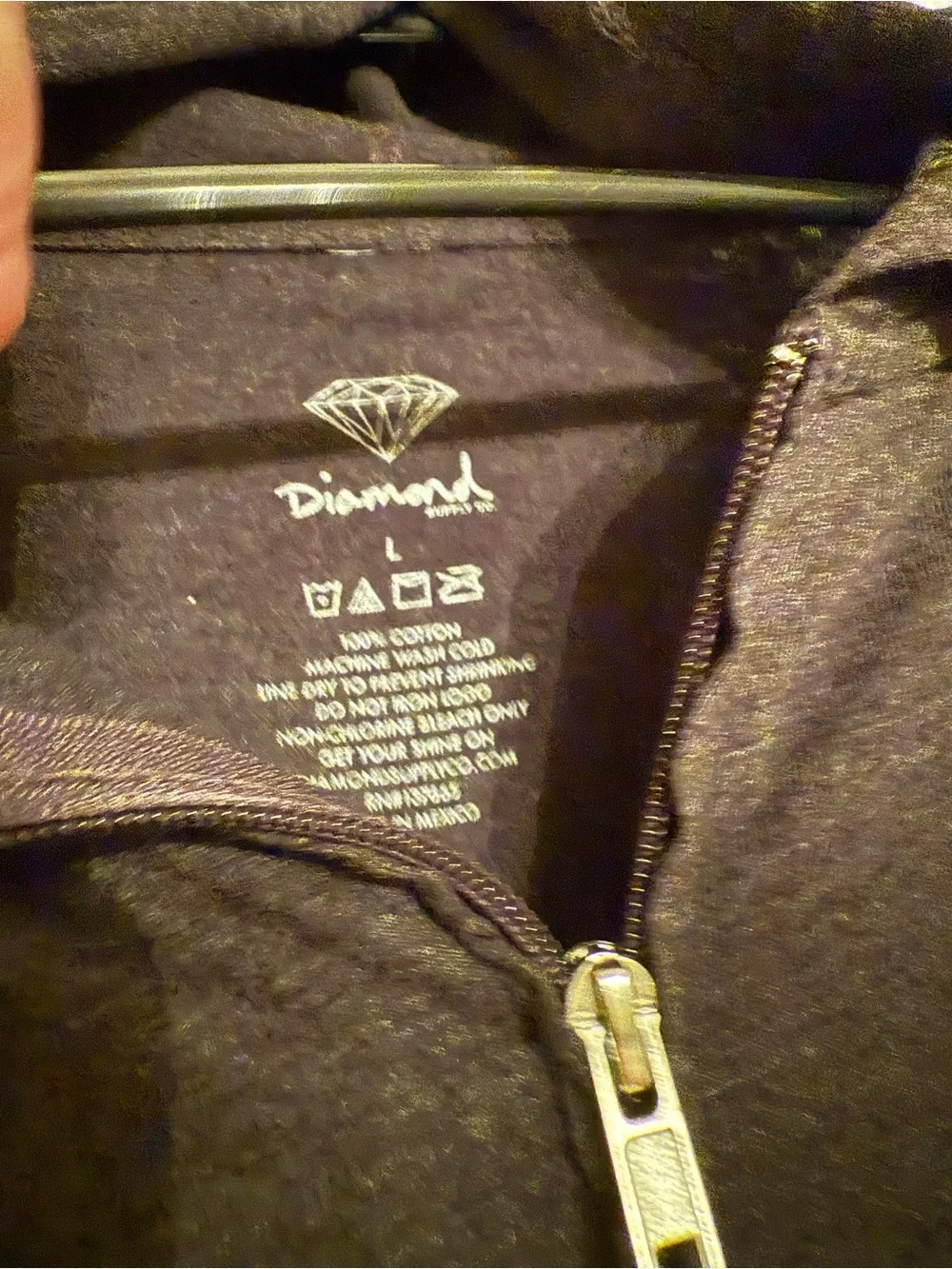 Diamond Supply Co. Men's Dark Charcoal Zip Hoodie lightweight